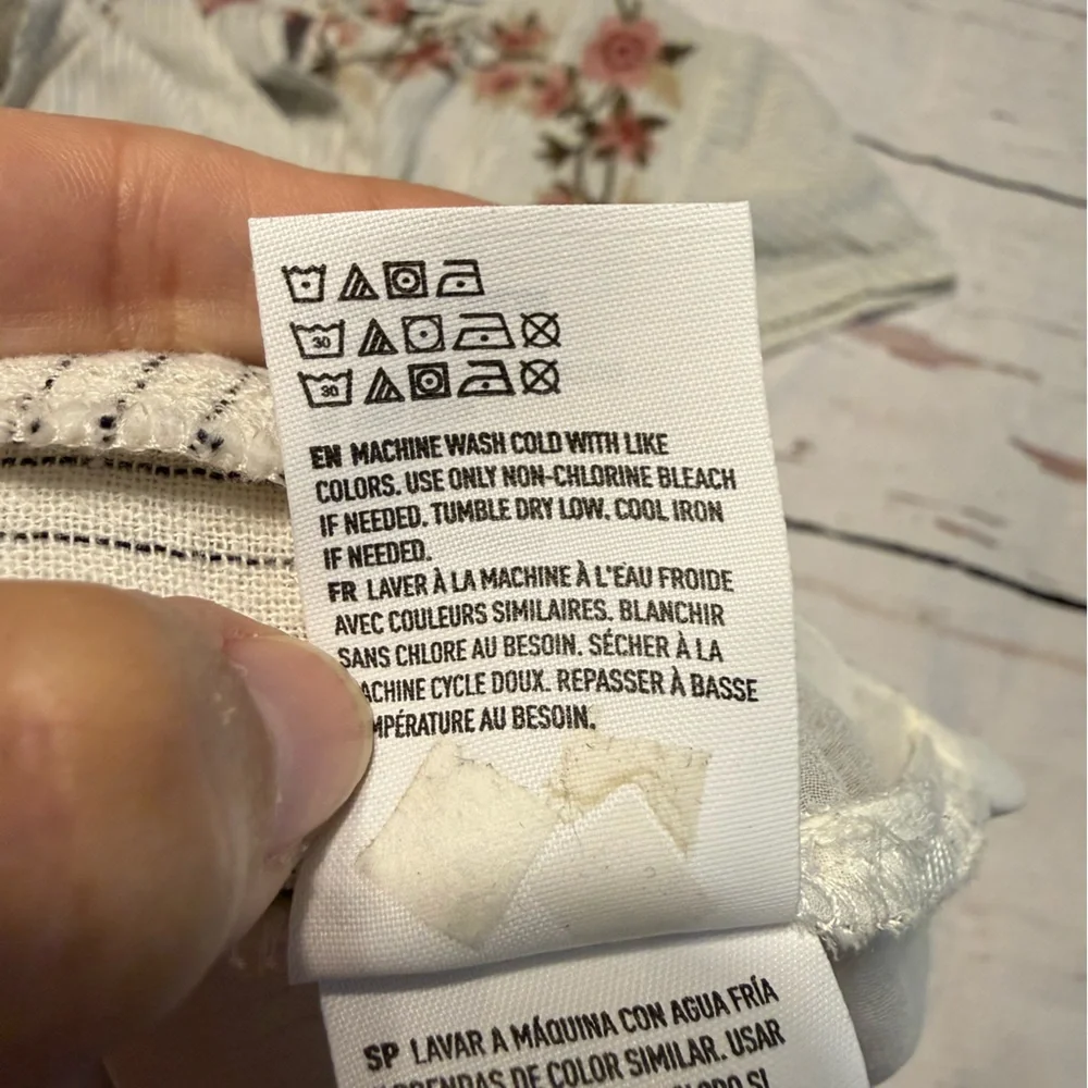 American Eagle Outfitters White Striped Floral Embroidered Romper - Picture 6 of 10